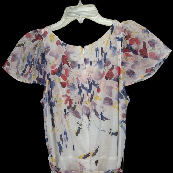 DKNY High Low Floral Dress - White and Blue - Picture 5 of 12